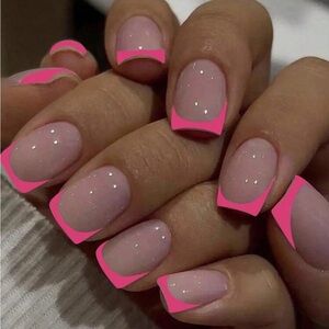 Rose Pink French Manicure Press On Nail Set NEW 🏷️
